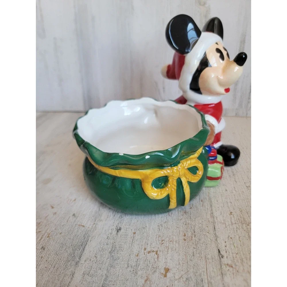 Disney Santa Claus gift bag candy dish Xmas ceramic home‎ decor present toy